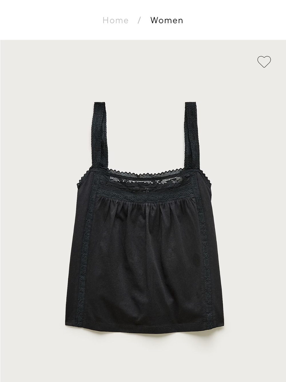 J. Crew Black Lace-Trim Tank